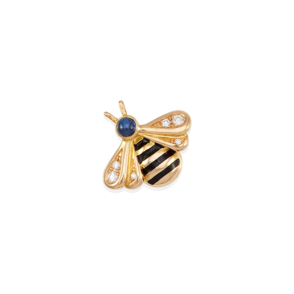 CARTIER: 18K GOLD, SAPPHIRE AND DIAMOND BEE PIN (1 of 2)