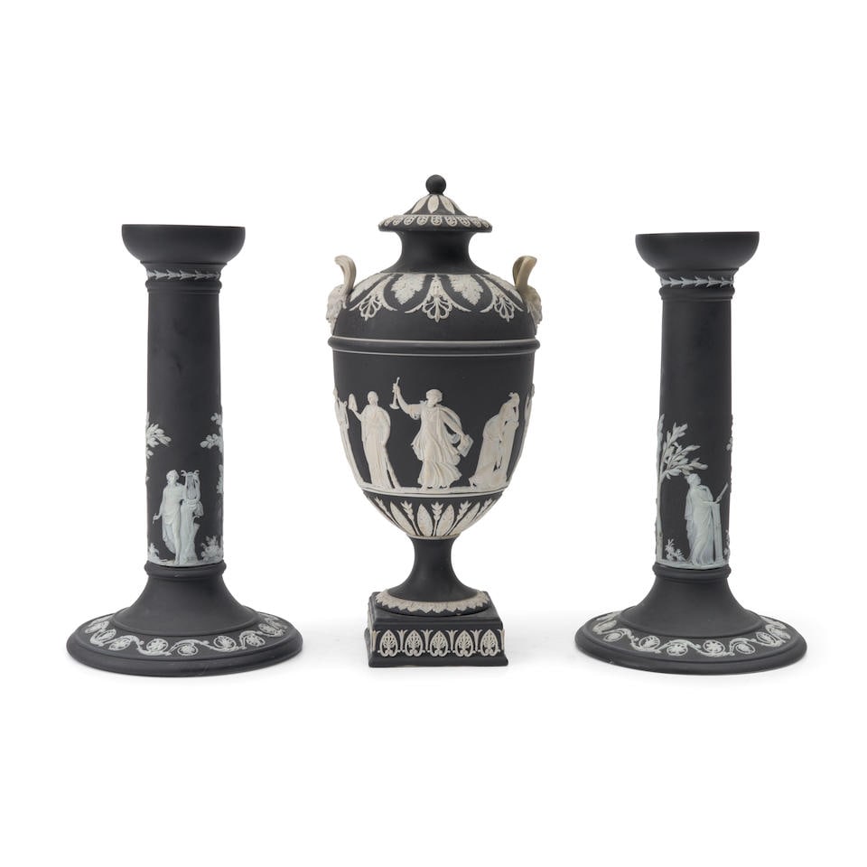 Three Wedgwood Black Jasper Dip Items, England, 19th and early 20th century, (1 of 1)
