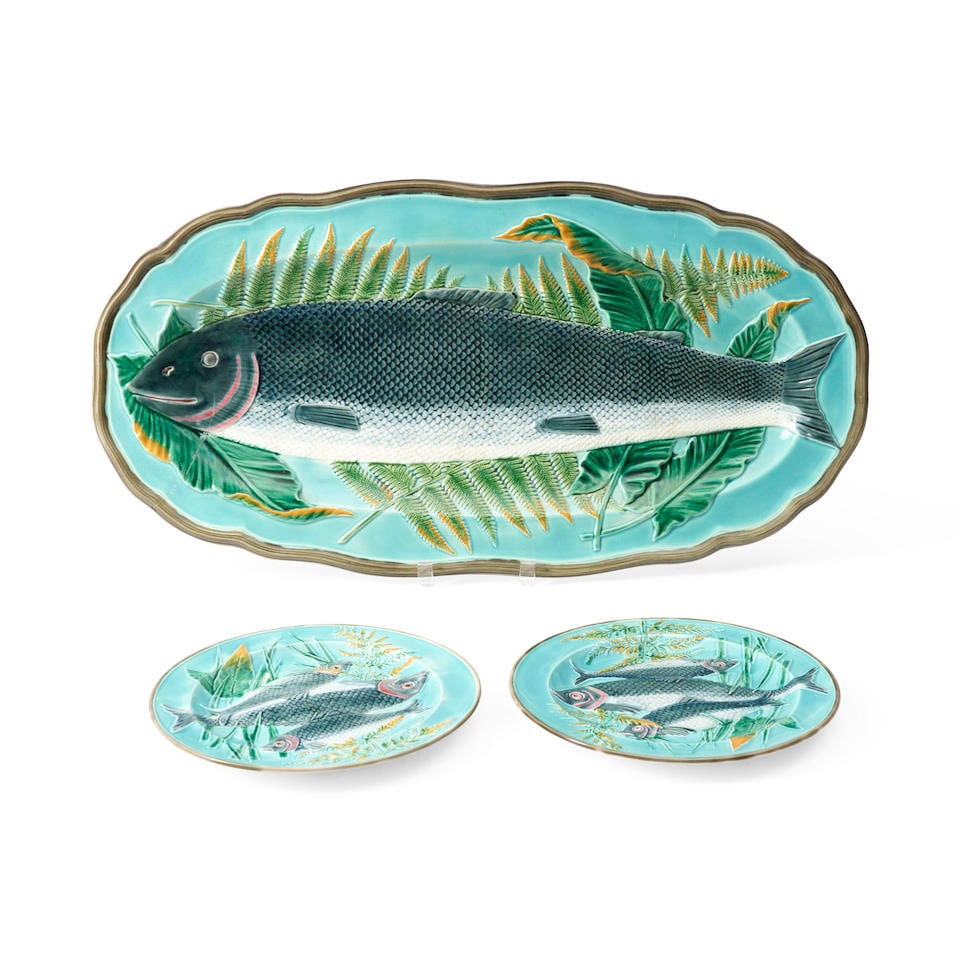 Three Wedgwood Majolica Fish Dishes, England, c. 1879, (1 of 1)