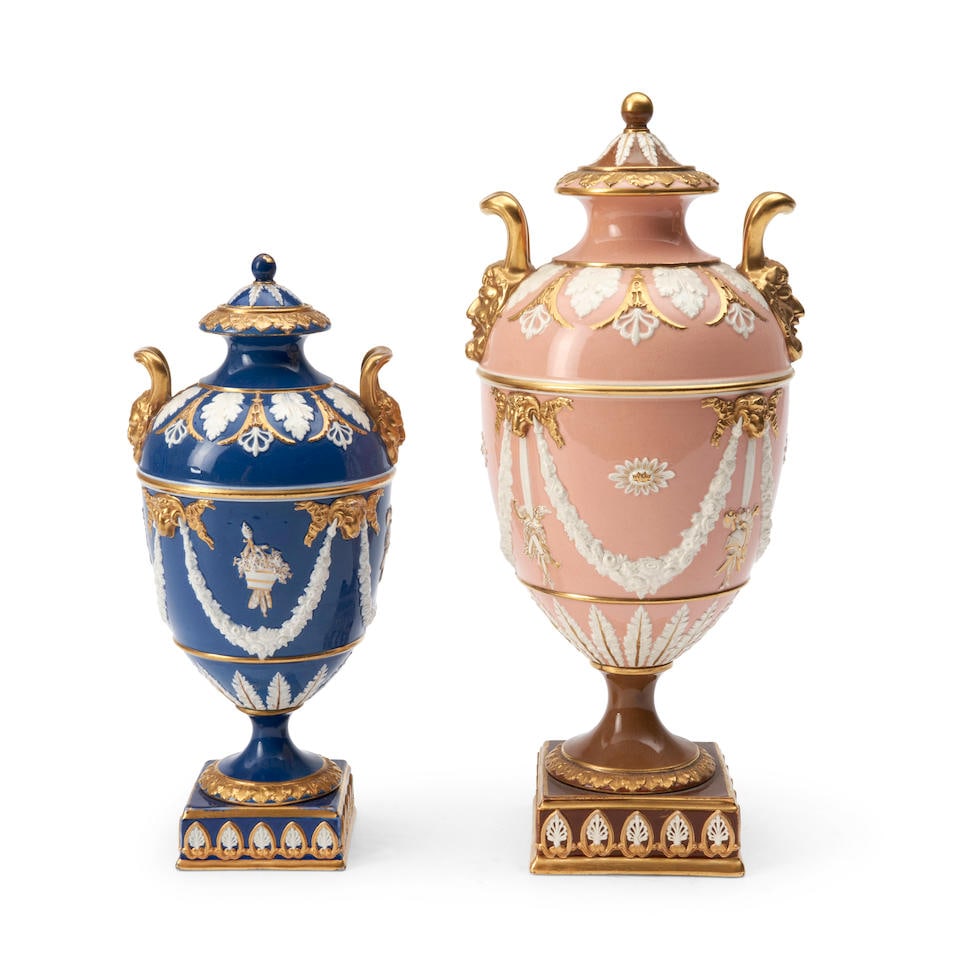 Two Wedgwood Victoria Ware Vases and Covers, England, late 19th century, (1 of 1)