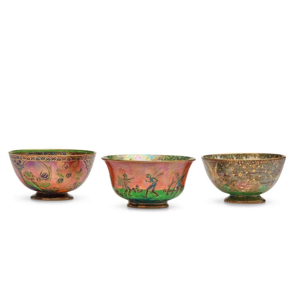 Three Small Wedgwood Fairyland Lustre Bowls, England, c. 1925, (1 of 3)