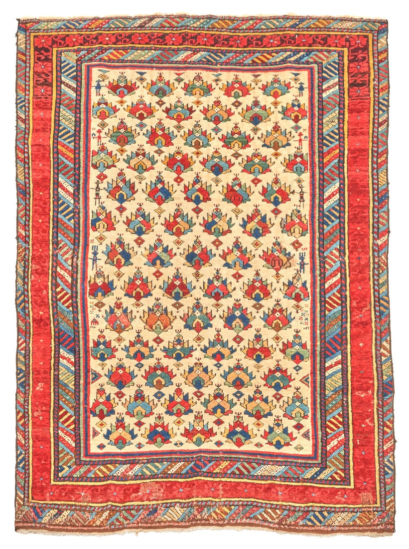 Early White-Ground Kuba Rug Caucasus 3 ft. 2 in. x 4 ft. 7 in. (1 of 5)