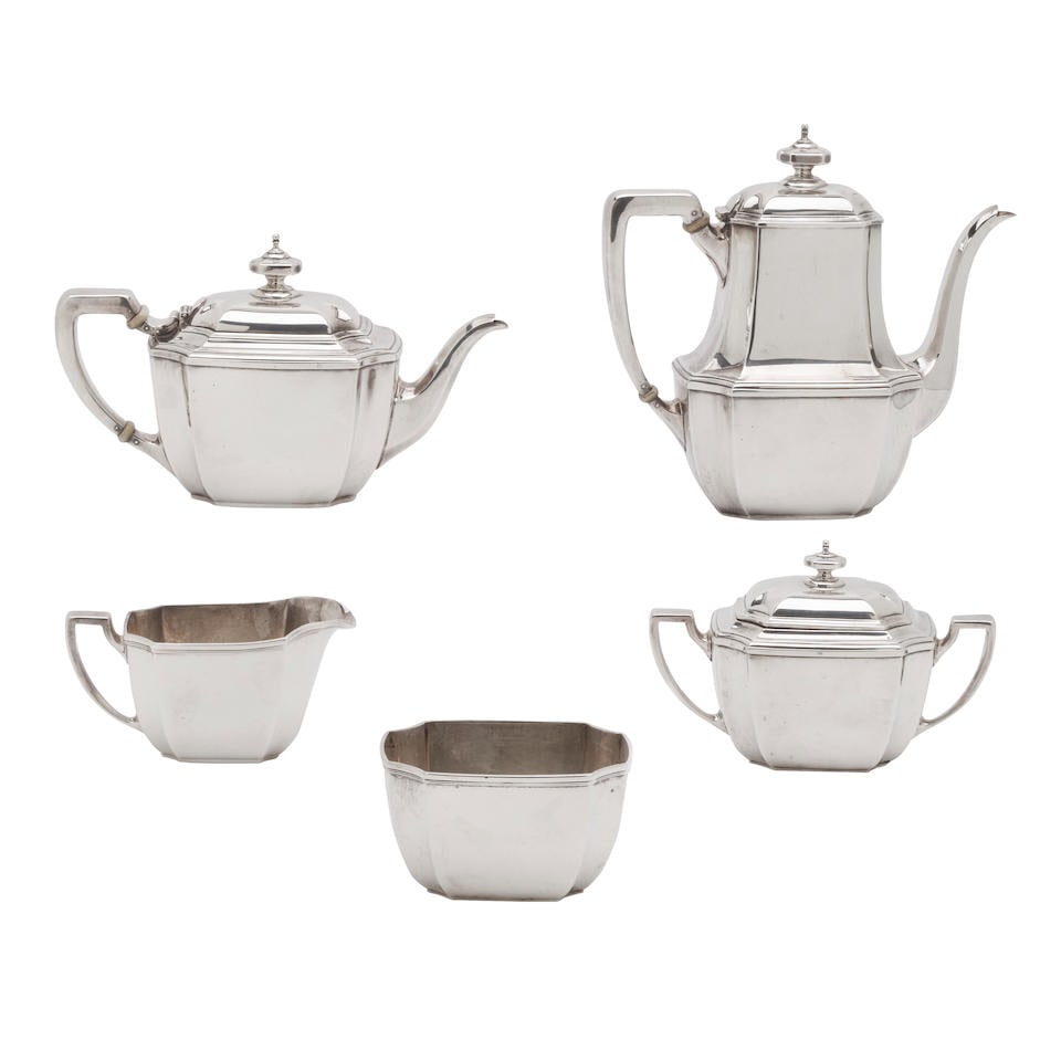 A TIFFANY & CO. STERLING SILVER FIVE-PIECE TEA AND COFFEE SERVICE New York, New York, 1907-1956 (1 of 1)