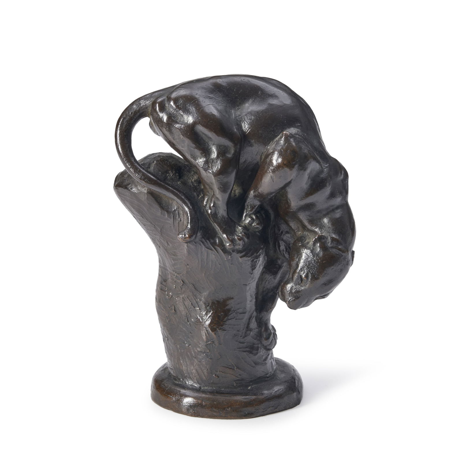 ANNA VAUGHN HYATT HUNTINGTON (American, 1876-1973) Reaching Jaguar (height 9 1/4 in (23.5 cm).): ANNA VAUGHN HYATT HUNTINGTON (American, 1876-1973) Reaching Jaguar signed 'Anna V. Hyatt' and marked 'GORHAM CO. FOUNDRY / QVW' (on the base) bronze height 9 1/4 in (23.5 cm).