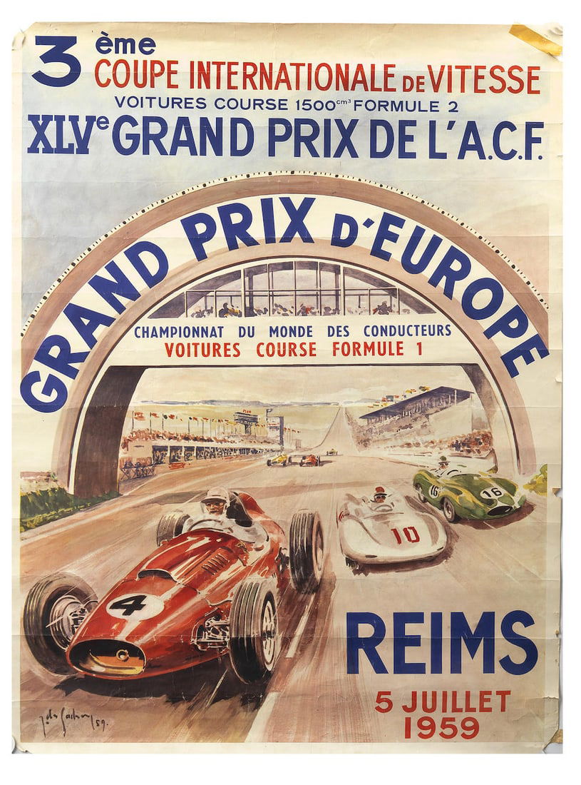 A Grand Prix de L'ACF Reims 1959 poster for the Grand Prix d'Europe,  from the Estate of the Lat... (1 of 1)