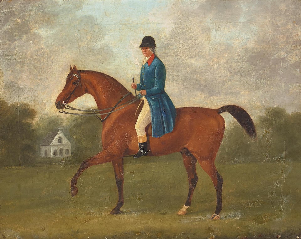 John Nost Sartorius (British, 1759-1828) Horses and riders (a pair) each 14 x 17 1/2in (35.6 x 4... (1 of 4)