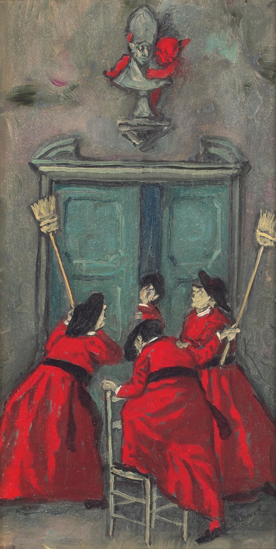 Nino Caffè (Italian, 1909-1975) Folletto sulla statua 9 x 4 5/8in (22.9 x 11.8cm) (1 of 2)