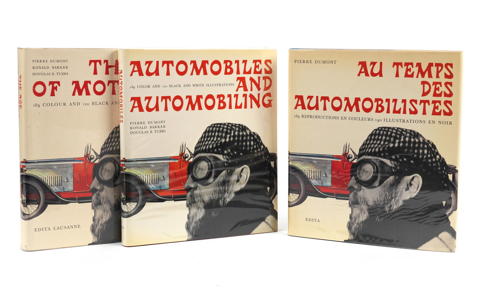 Pierre Dumont, Ronald Barker & Douglas B.Tubbs: The Age of Motoring; three editions, ((3)): Pierre Dumont, Ronald Barker & Douglas B.Tubbs: The Age of Motoring; three editions, published by Edita Lausanne; large format, the first titled 'The Age of Motoring', the second titled 'Automobiles a