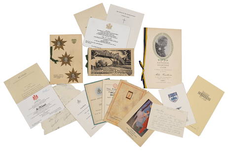 A signed National Sporting Club dinner menu to honour Mike Hawthorn, 1959, ((Qty)): A signed National Sporting Club dinner menu to honour Mike Hawthorn, 1959, 9 signatures including Mike Hawthorn, Donald Campbell, Henry Cooper and others; a BRDC annual Dinner and Dance menu signed by