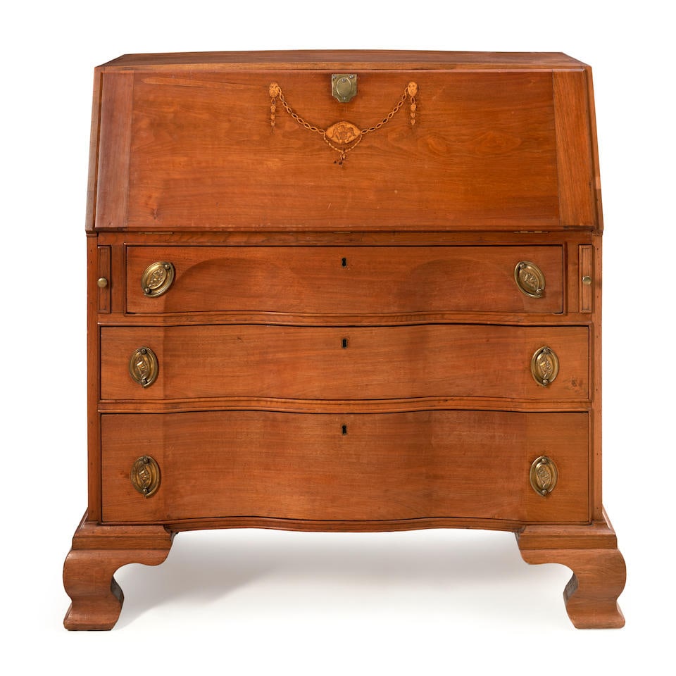 Samuel Luckett Desk JOHN SHEARER (Scottish-American, active c. 1790-1820), Loudoun County, Virgi...: Samuel Luckett Desk JOHN SHEARER (Scottish-American, active c. 1790-1820), Loudoun County, Virginia, 1810 The solid walnut top is dovetailed to single-board walnut ends, all canted at front to support