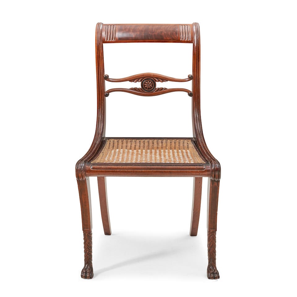 Federal Mahogany Side Chair with Carved Hairy Paw Feet  New York, New York, c. 1815 (1 of 3)