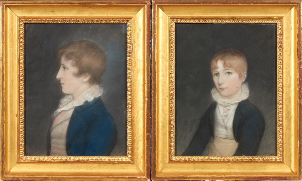 Anglo/American School (18th Century) Portraits of John and William How of Bristol Sheet, 7 1/2 x... (1 of 2)