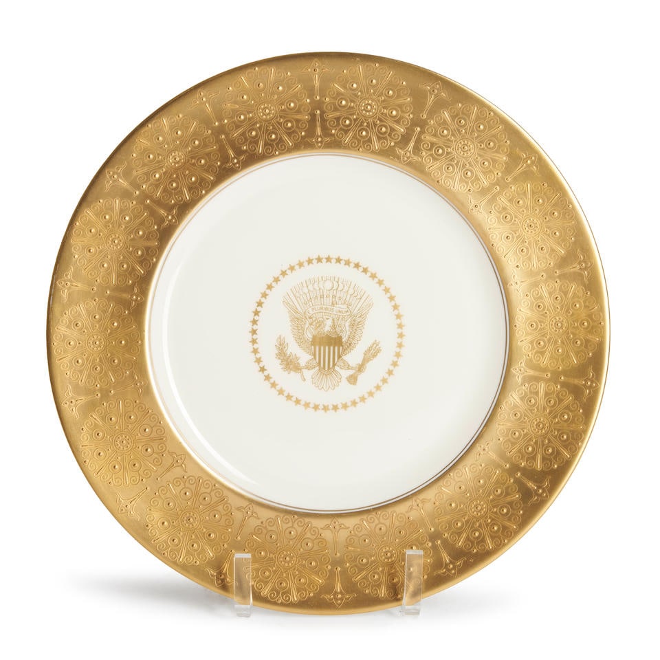 Gilded Porcelain Plate from the Eisenhower White House Service   CASTLETON CHINA (est. 1940, New... (1 of 2)