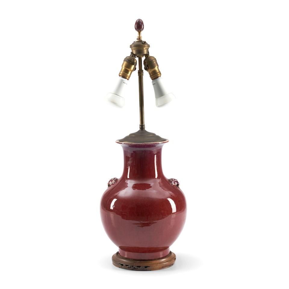 RED-GLAZED VASE MOUNTED AS LAMP China, 20th century (1 of 1)