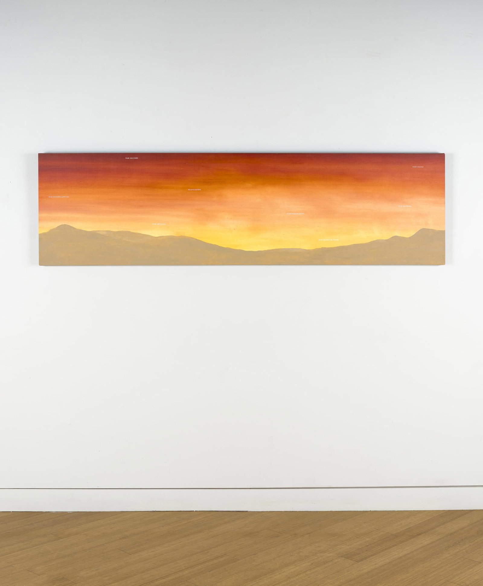 ED RUSCHA (B. 1937) Various Plastics, 1979: ED RUSCHA (B. 1937) Various Plastics, 1979 signed, titled and dated ''VARIOUS PLASTICS' EDWARD RUSCHA 1979' (on the stretcher) oil on canvas 21 7/8 x 80 in. 55.5 x 203.1 cm. Footnotes: Provenanc