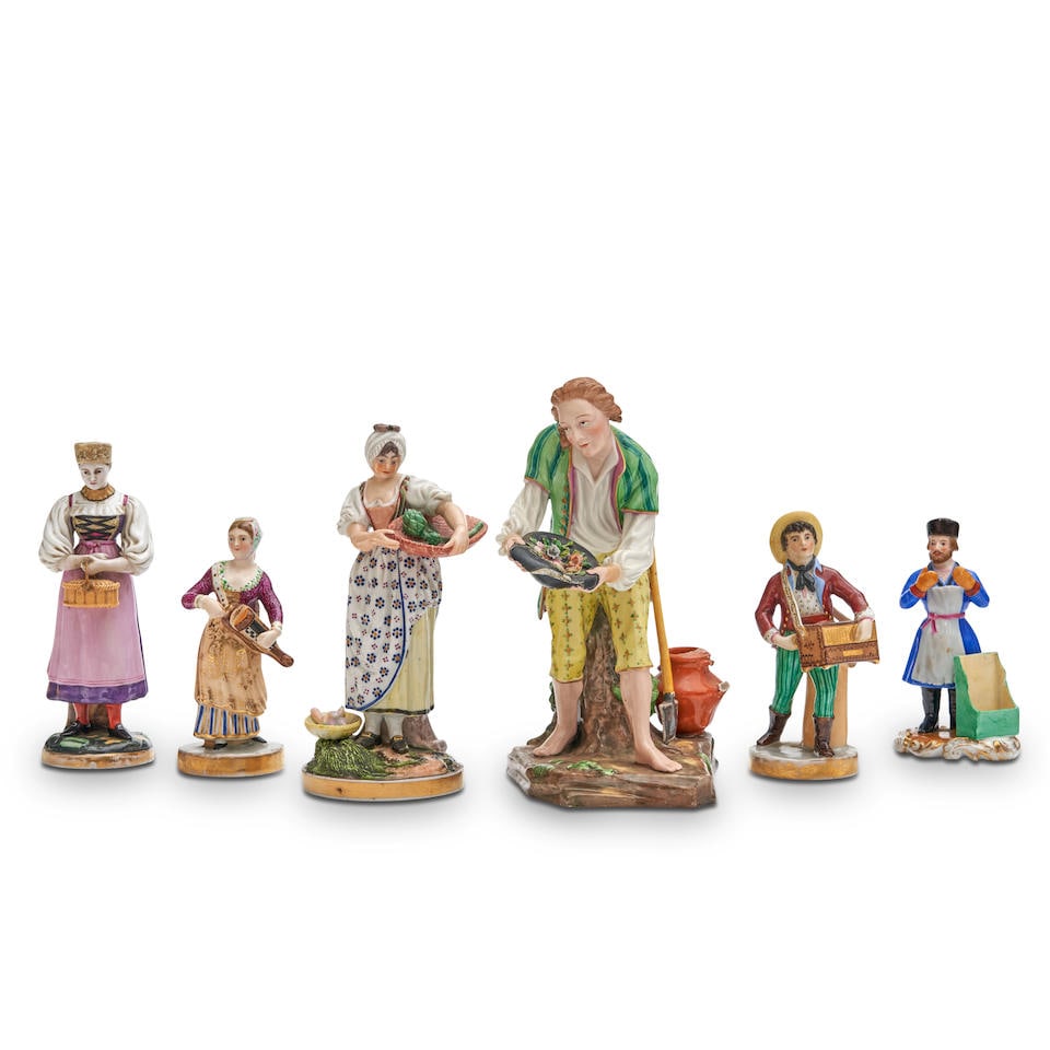 Six Russian Porcelain Figures, 19th century, (1 of 4)