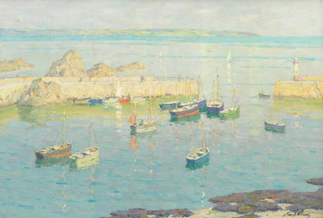 Terrick John Williams, RA (British, 1860-1936) Summer afternoon, Mevagissey: Terrick John Williams, RA (British, 1860-1936) Summer afternoon, Mevagissey signed 'Terrick Williams' (lower right); further signed, titled and inscribed 'SUMMER AFTERNOON, MEVAGISSEY/by/Terrick Willi