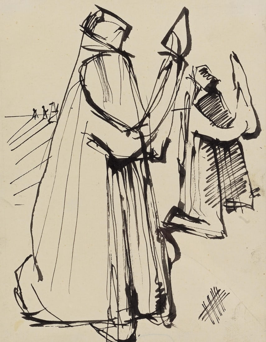 Stuart Sutcliffe (British, 1940-1962): Figures In Landscape, Liverpool, 1957-1958, (1 of 2)