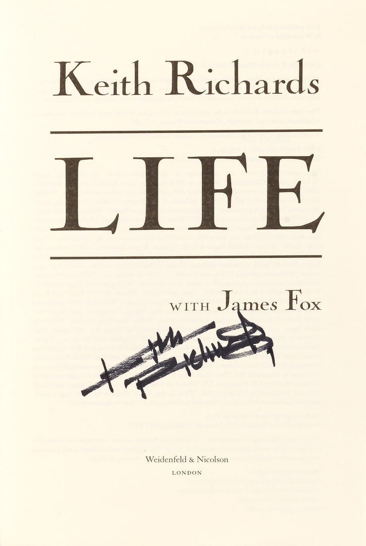 Keith Richards: An Autographed Copy Of His Autobiography, Life, Wiedenfeld & Nicolson, London, 2... (1 of 3)
