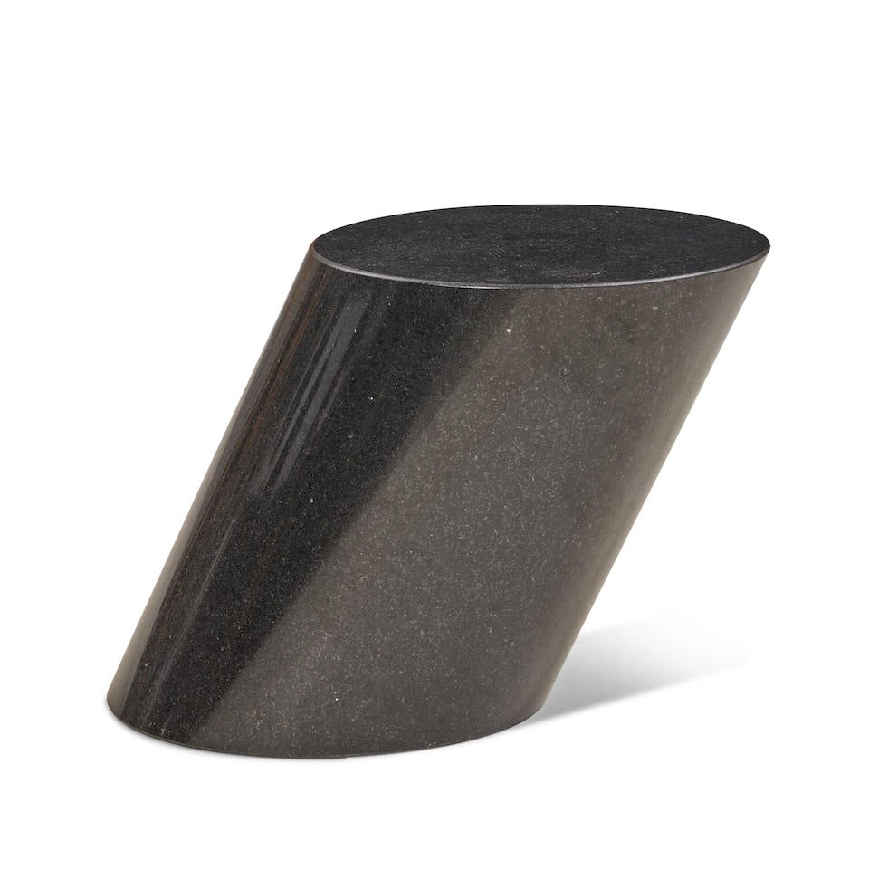 LUCIA MERCER FOR KNOLL INTERNATIONAL 'STUMP TABLE' Italy, designed 1982, Nero Marquina Marble, i...: LUCIA MERCER FOR KNOLL INTERNATIONAL 'STUMP TABLE' Italy, designed 1982, Nero Marquina Marble, incised maker's mark, ht. 14 3/4, top 14 x 13 in. For further information on this lot please visit Bonham