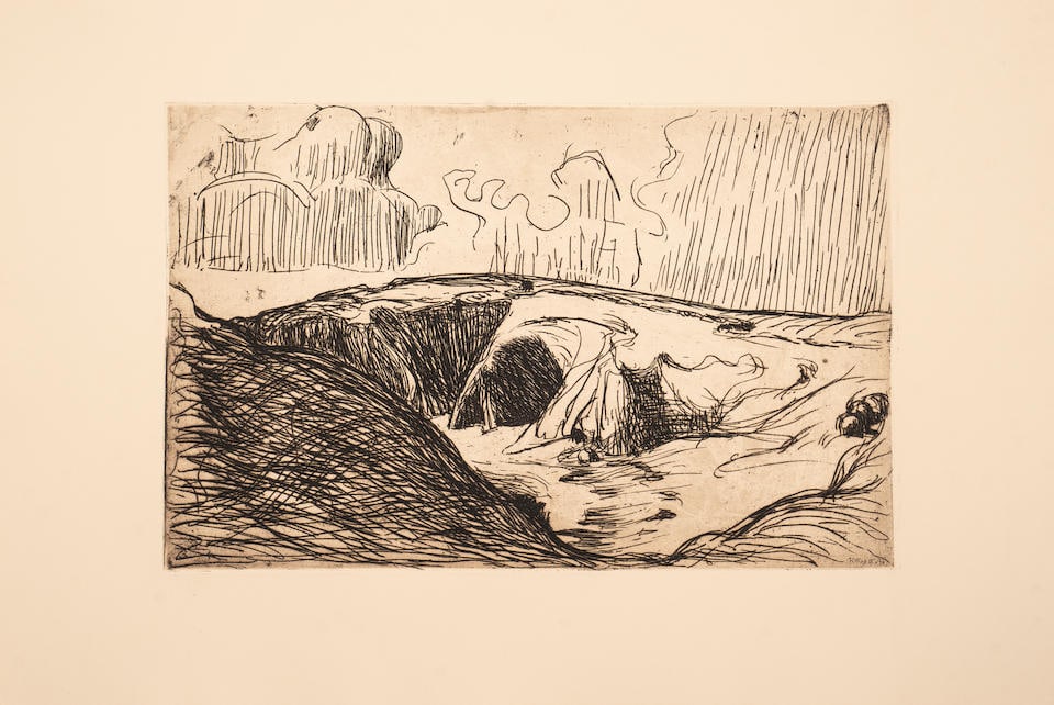 Roderic O'Conor (Irish, 1860-1940) La Falaise; Paysage à la chaumière bretonne' Plate ...: Roderic O'Conor (Irish, 1860-1940) La Falaise; Paysage à la chaumière bretonne' etchings with drypoint Plate 25 x 39cm. (9 7/8 x 15 3/8in.); 13 x 27cm. (5 1/8 x 10 5/8in.) Executed in 1893,