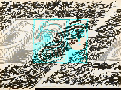 PIERRE ALECHINSKY (born 1927) CHRISTIAN DOTREMONT (1922-1979) Linolog II, 1972: PIERRE ALECHINSKY (born 1927) CHRISTIAN DOTREMONT (1922-1979) Linolog II, 1972 Linogravure avec logogramme. Signée et numérotée 298/300. Ed. Jacques Putman, Paris Linosnede met logogr