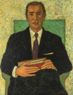 Louay Kayyali (Syrie, 1934-1978) Portrait of a Man: Louay Kayyali (Syrie, 1934-1978) Portrait of a Man signé 'Louay Kayyali' et daté '1959' en arabe en bas à droite; inscrit 'Roma, 1959, Louay Kayali' au revers huile sur panneau 91 x 70c