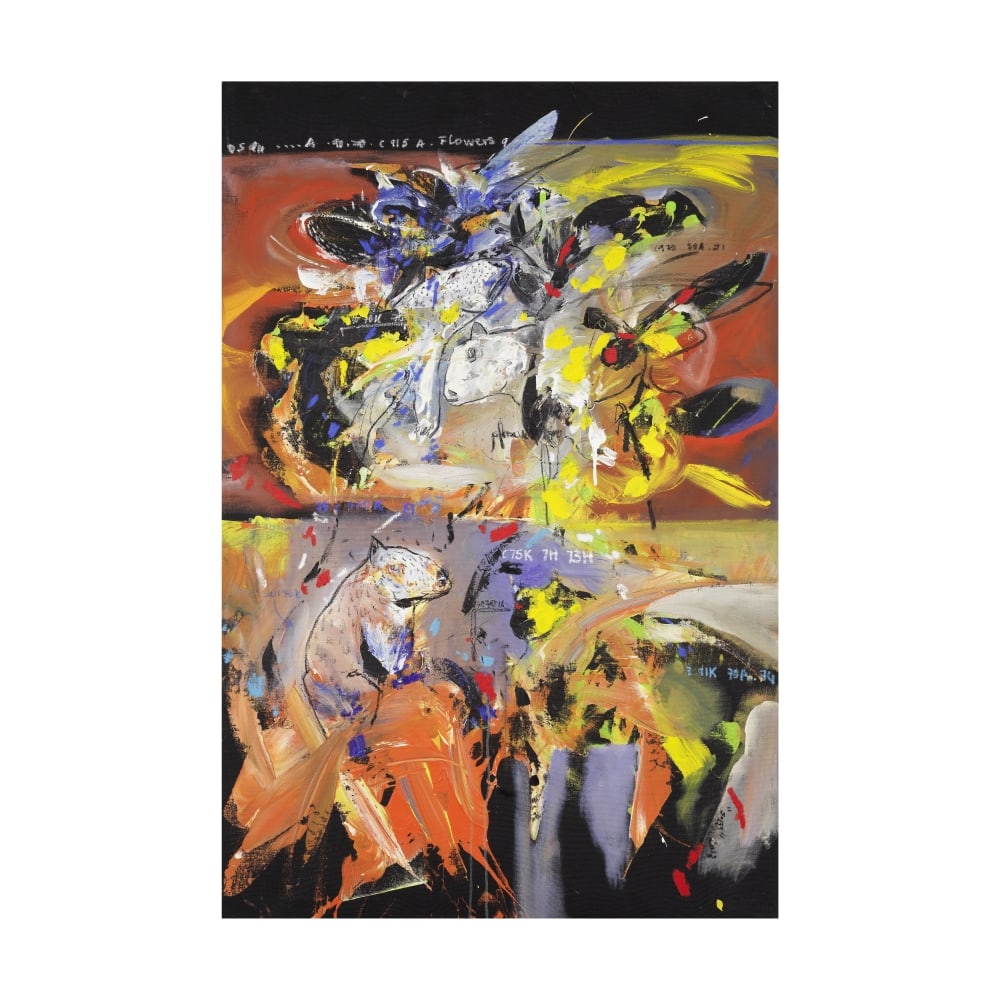 Soly Cissé (Sénégal, né en 1969) Sans titre: Soly Cissé (Sénégal, né en 1969) Sans titre 2013 signé et daté 'Solly 2013' en bas à droite acrylique et pastel sur toile 146.5 x 97.5cm. (57 11/16 x 38 3/8in.) sign