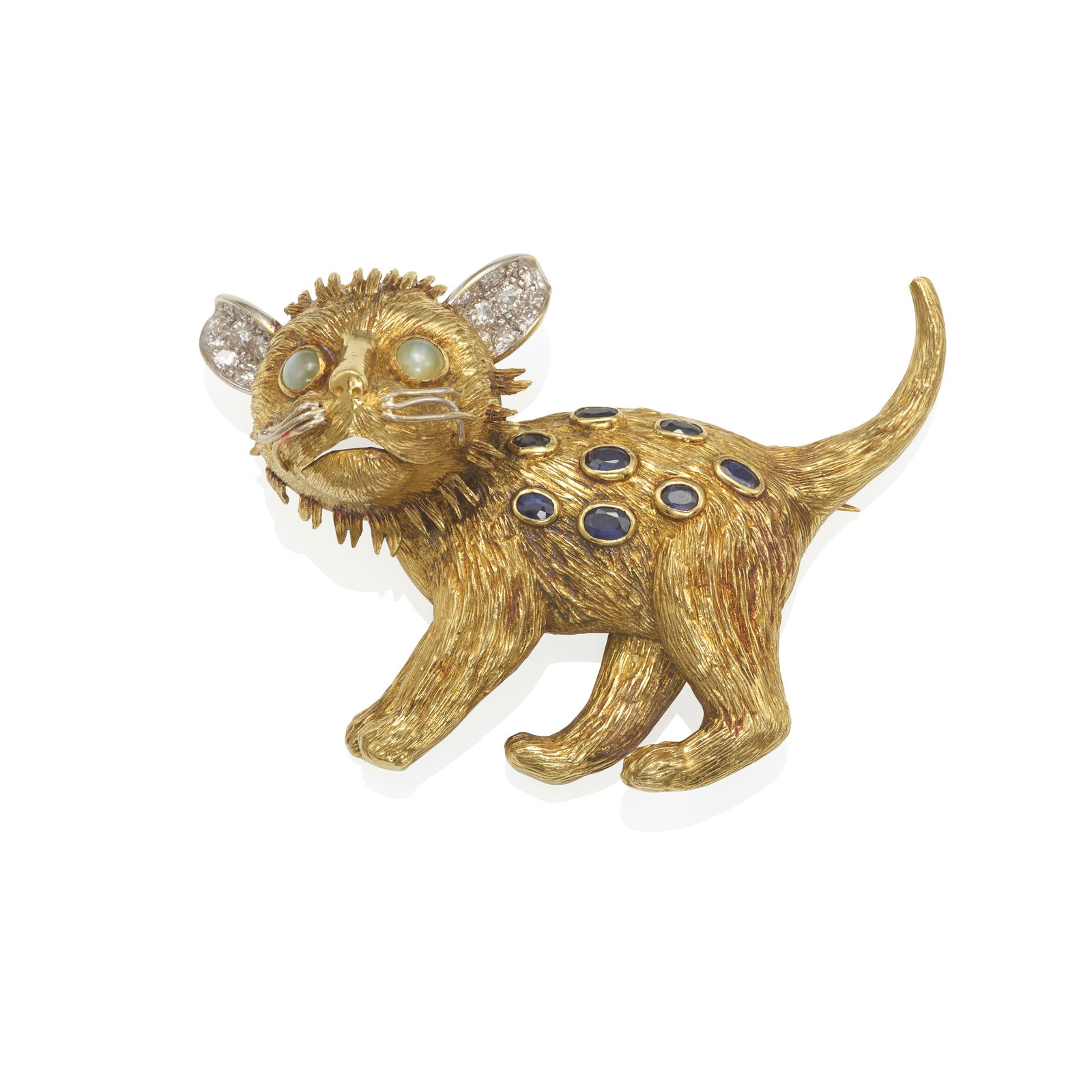 AN 18K BI-COLOR GOLD AND GEM-SET HYENA BROOCH (1 of 1)