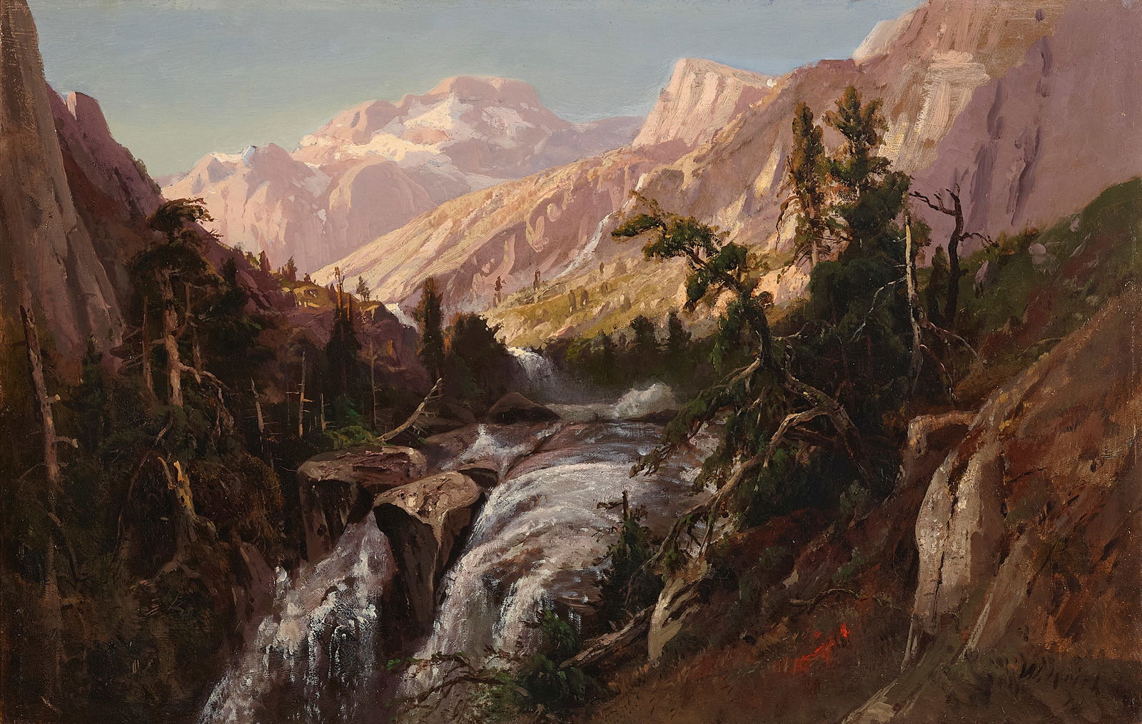 William Keith (Scottish/American, 1838-1911) A Mountain Waterway 16 x 25in (40.6 x 63.5cm): William Keith (Scottish/American, 1838-1911) A Mountain Waterway signed and indistinctly dated 'W. Keith / 7*' (lower right) oil on canvas 16 x 25in (40.6 x 63.5cm) Footnotes: Provenance: Priv