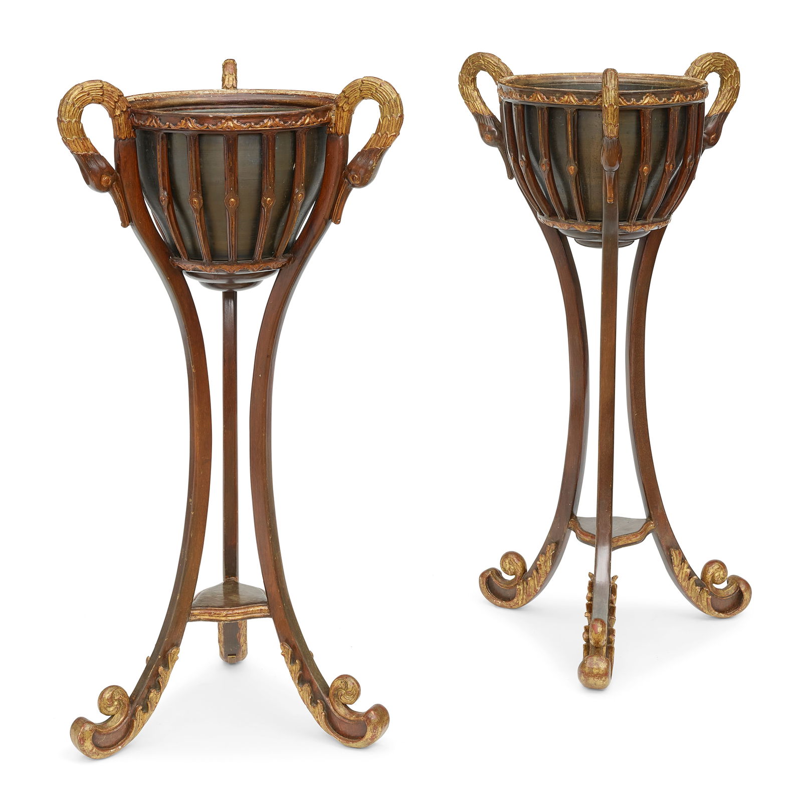 A PAIR OF REGENCY STYLE PARCEL GILT MAHOGANY PLANT STANDS20th century (1 of 1)