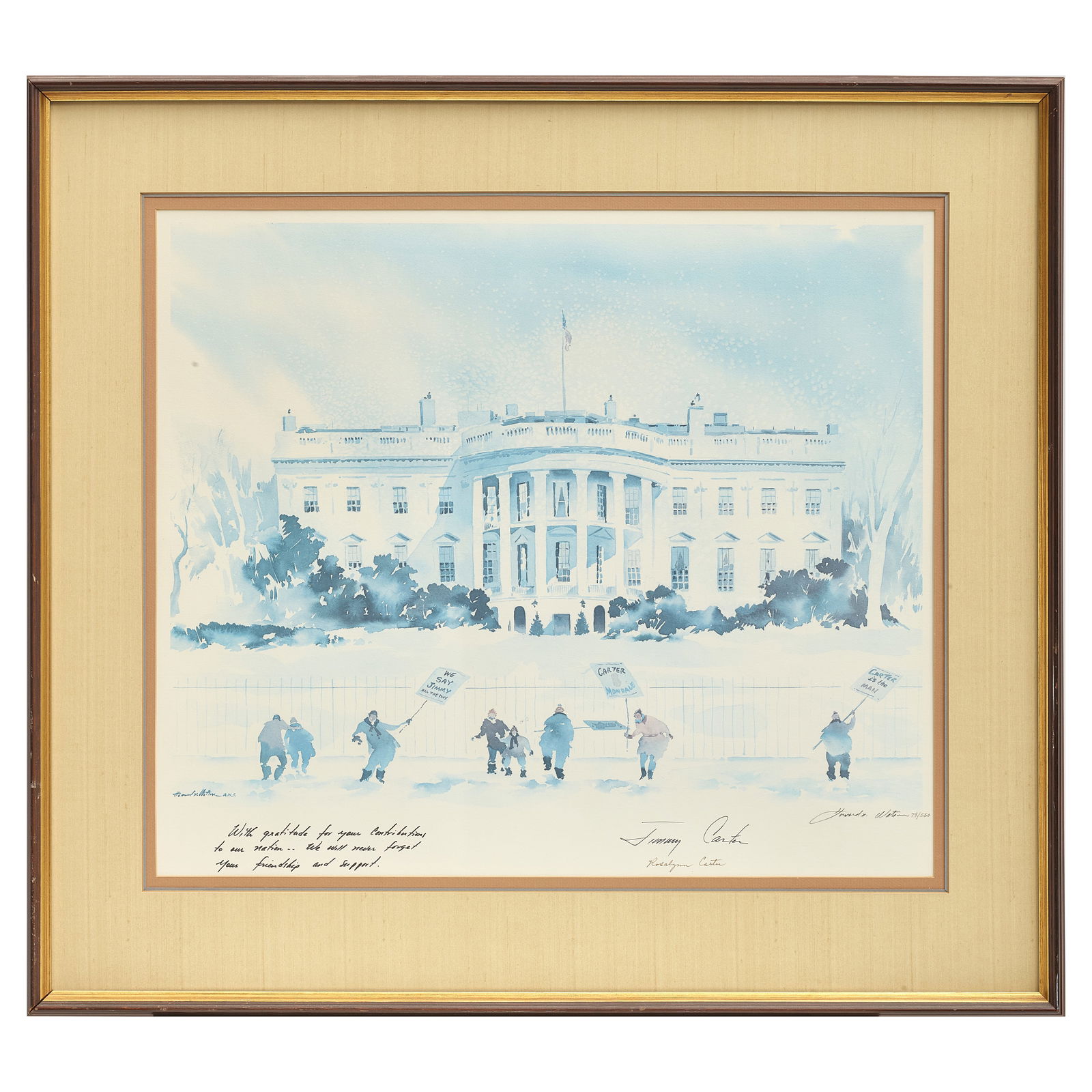 A JIMMY CARTER SIGNED WHITE HOUSE PRINT WATSON, HOWARD A.  'The White House.' Limited edition pr... (1 of 1)