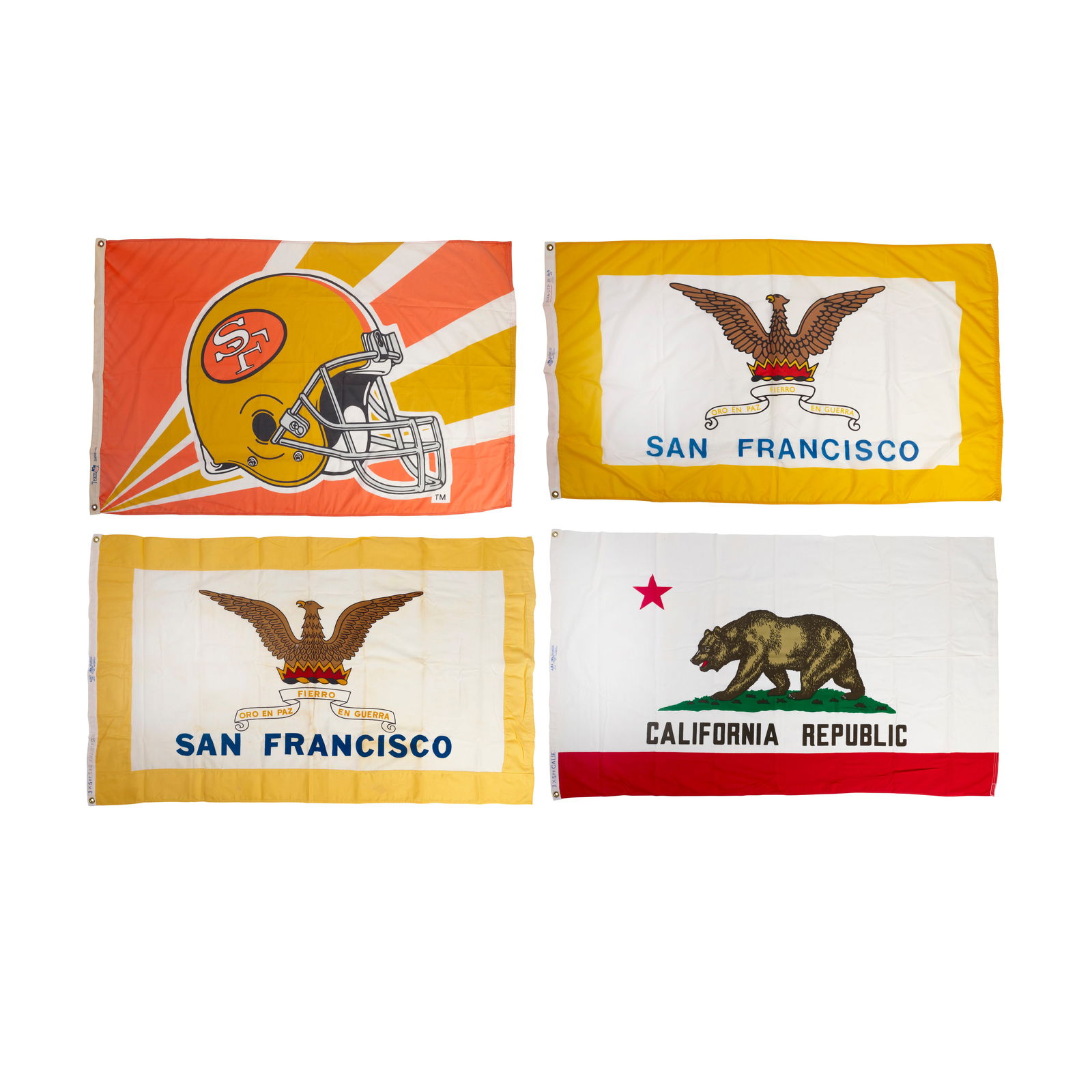 A GROUP OF FOUR CALIFORNIA-THEMED FLAGS Comprising: (1 of 1)