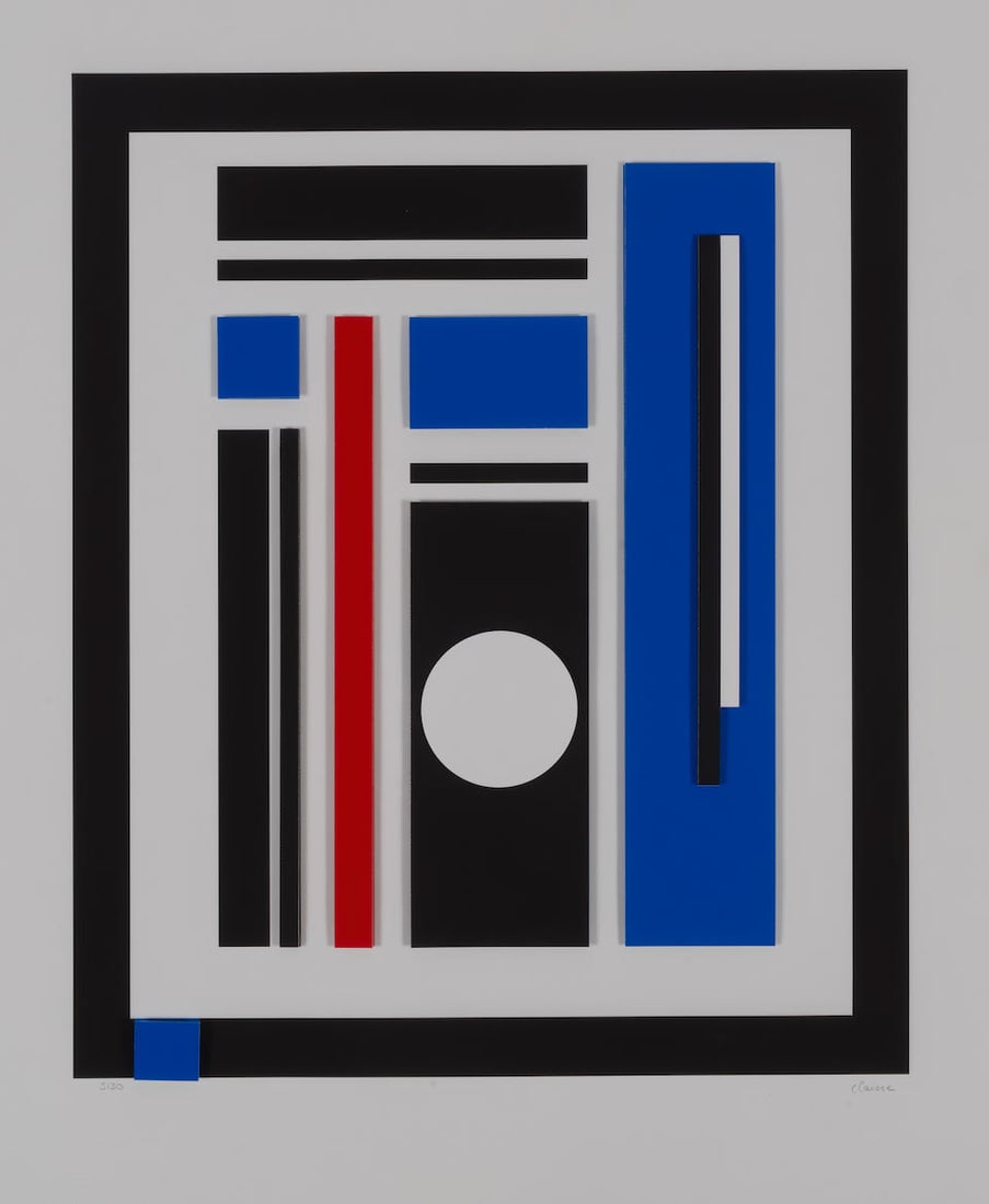 GENEVIEVE CLAISSE (1935-2018) Composition Sérigraphie en couleurs et collageSignée et ...: GENEVIEVE CLAISSE (1935-2018) Composition Sérigraphie en couleurs et collage Signée et numérotée 5130 Zeefdruk in kleur en collage Getekend en genummerd 5130 Colour silkscreen and