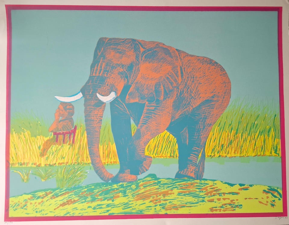 ANTONIO SEGUÍ (1934-2022) Elephant, 1973 Lithographie en couleurSignée, datée et ...: ANTONIO SEGUÍ (1934-2022) Elephant, 1973 Lithographie en couleur Signée, datée et numérotée 83/190 Kleurenlithografie Getekend, gedateerd en genummerd 83/190 Colour lithograp