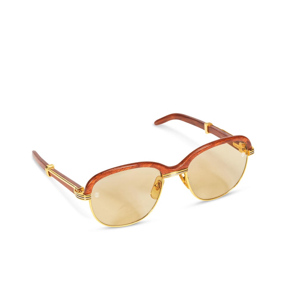 Cartier: a Pair of Wood Frame Malmaison 135b Sunglasses c.1990s (1 of 1)