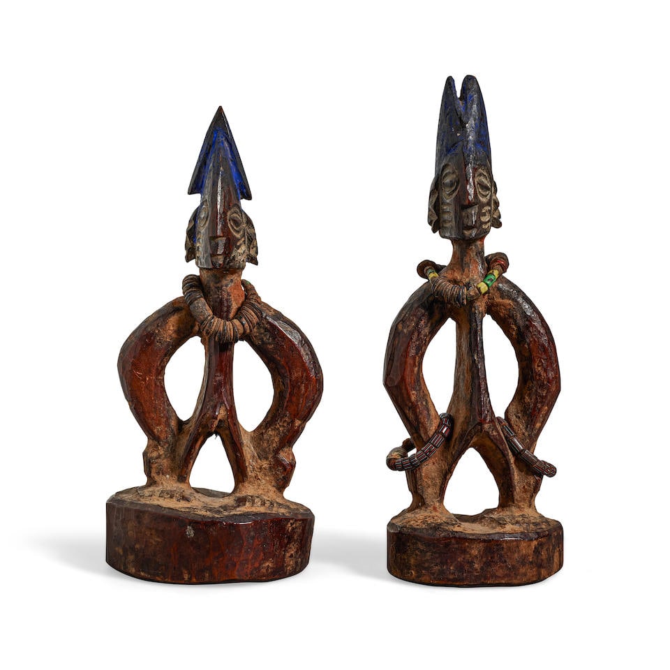 Pair of Yoruba Female Twin Figures, Yagba, Nigeria (1 of 3)