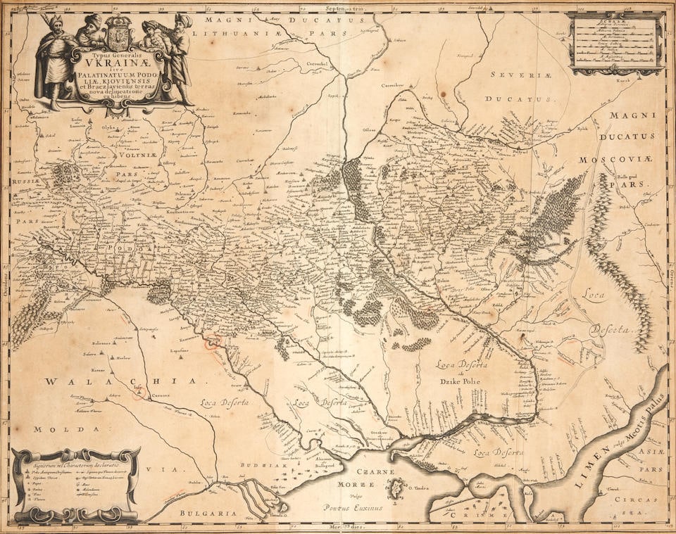 UKRAINIAN MAP. JANSSON, JAN. 1588-1664. [after] Typus Generalis Ukrainae, sive Palatinatuum Podo... (1 of 2)