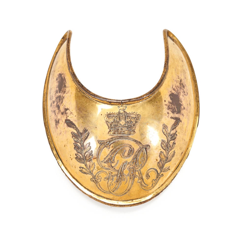 A BRITISH PATTERN 1796 OFFICER'S GORGET, (1 of 2)