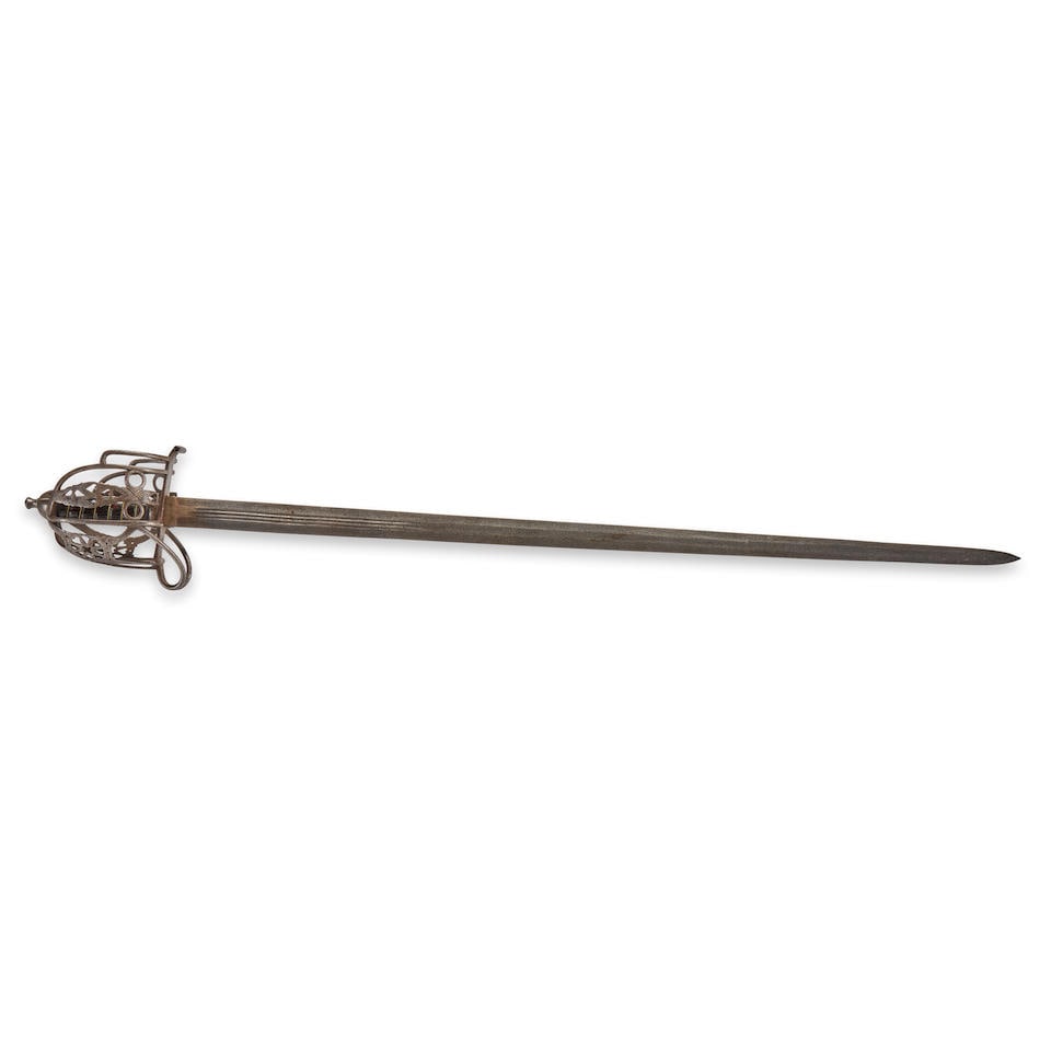 AN ENGLISH PATTERN 1828 BASKET HILTED INFANTRY OFFICER'S BROADSWORD FOR HIGHLAND REGIMENTS, (1 of 5)