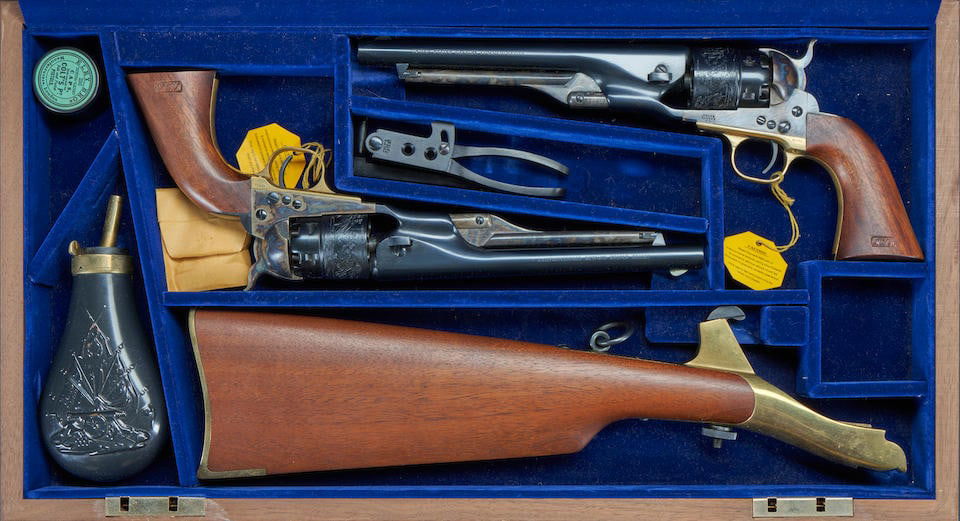 A CASED PAIR OF UNITED STATES CAVALRY COMMEMORATIVE COLT MODEL 1860 ARMY SECOND GENERATION REVOL... (1 of 4)