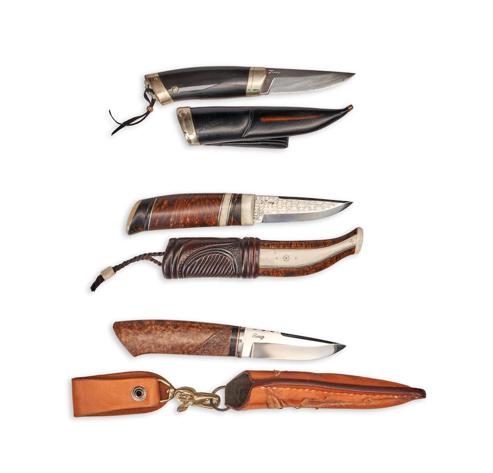 THREE HENRY HILDEN CUSTOM KNIVES, (1 of 1)