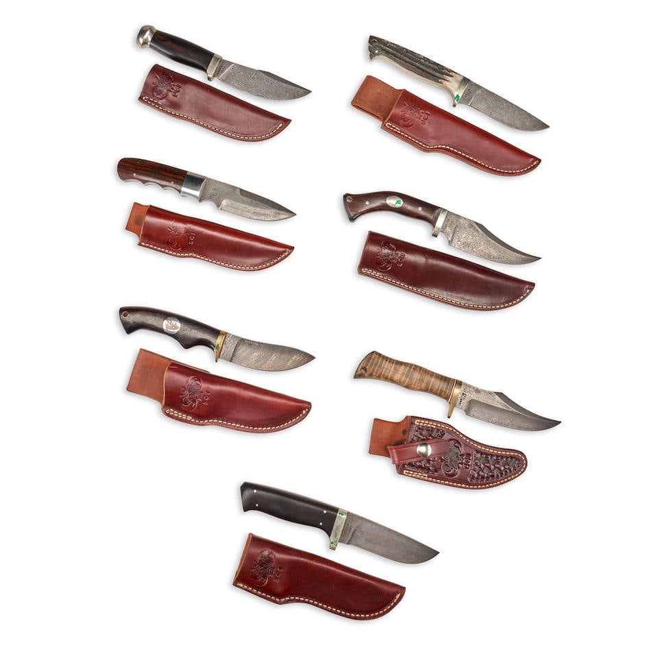 SEVEN 1987-1993 CHARLETON SAFARI CLUB LIMITED EDITION DAMASCUS BLADE KNIVES. (1 of 1)