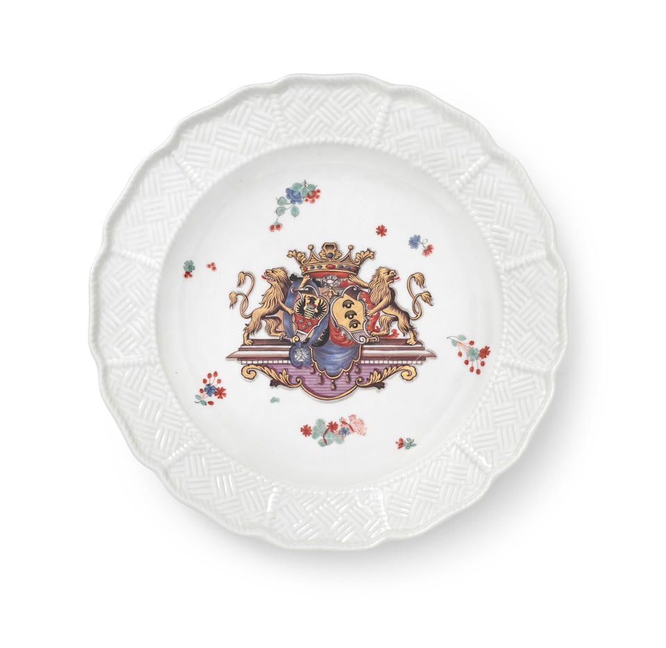 A Meissen plate from the Sulkowski Service, circa 1735-38, with modern redecoration (1 of 1)