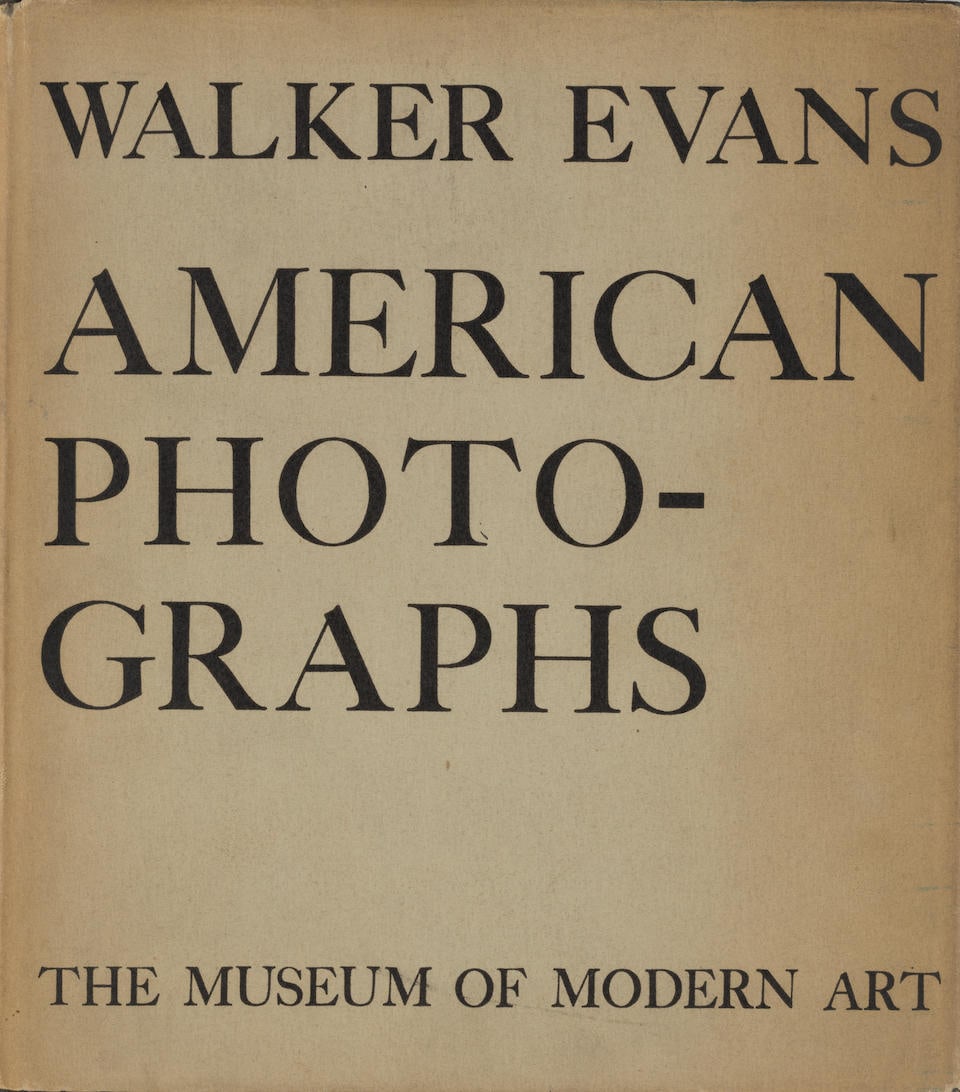 Walker Evans (1903-1975); American Photographs;: Walker Evans (1903-1975) American Photographs, 1938 (New York: The Museum of Modern Art, 1938) First-edition hardcover, 200 page book, 87 plates, with essay by Lincoln Kirstein, the errata sheet bound