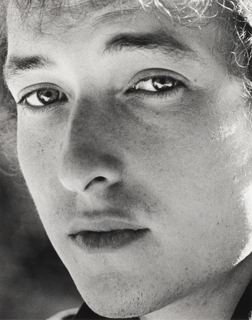 Daniel Kramer (1932-2024); 'Bob Dylan Very Close Face, Woodstock, NY';: Daniel Kramer (1932-2024) 'Bob Dylan Very Close Face, Woodstock, NY', 1964 Gelatin silver print, printed later; signed, titled, dated, and editioned '3/35' in pencil and the photographer's copyright /