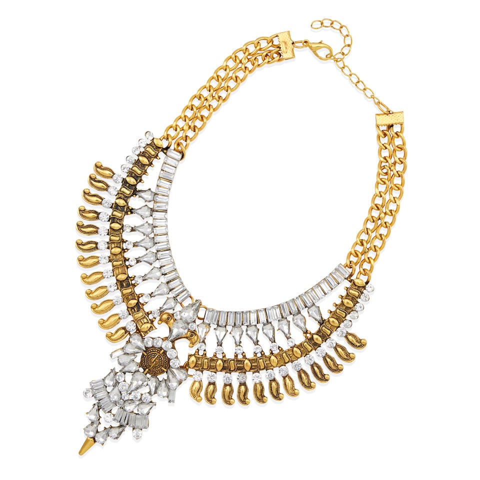 An Anne Rice Goldtone Strassembellished Necklace 52 Cm, With