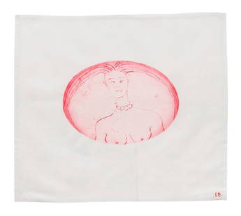 LOUISE BOURGEOIS (1911-2010) The Cross-Eyed Woman I (Executed in 2004, this work is number 4 fro...: LOUISE BOURGEOIS (1911-2010) The Cross-Eyed Woman I signed with the artist's initials 'LB' (lower right) drypoint printed on fabric 38.4 x 43.8cm (15 1/8 x 17 1/4in). Executed in 2004, this work