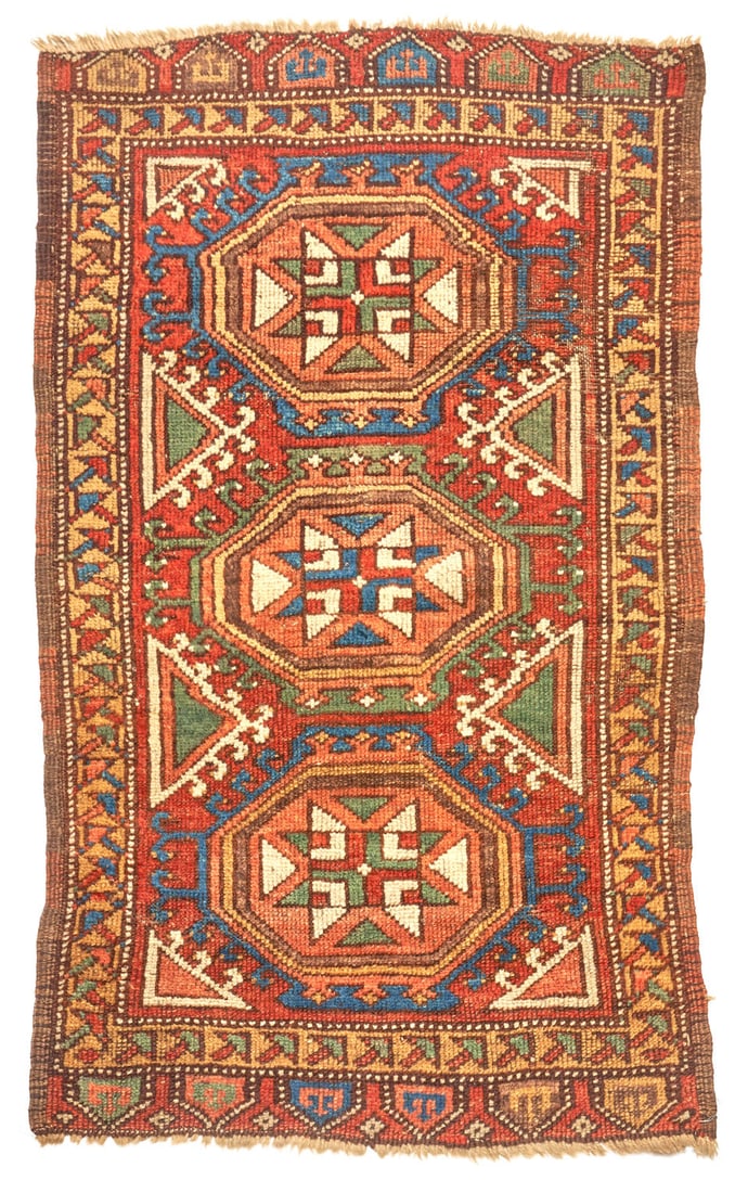 Anatolian Yastik Anatolia 2 ft. x 3 ft. 3 in.: Anatolian Yastik Anatolia c. late 19th century, natural dyes including apricot, emerald green, and canary yellow. 2 ft. x 3 ft. 3 in. For further information on this lot please visit Bonhams.com For f