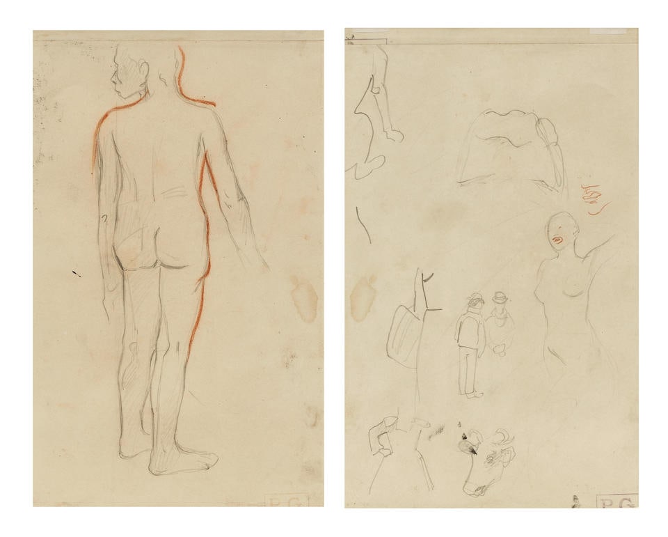 PAUL GAUGUIN (1848-1903) Étude pour 'Deux femmes tahitiennes nues sur la plage' (recto); &#... (1 of 5)